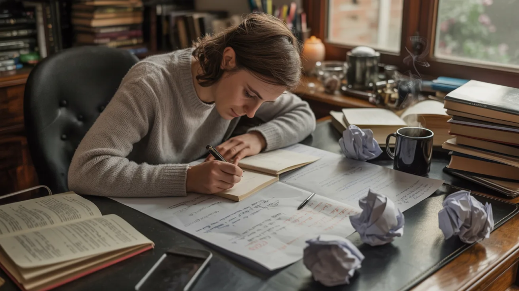 A writer creating an outline of a book