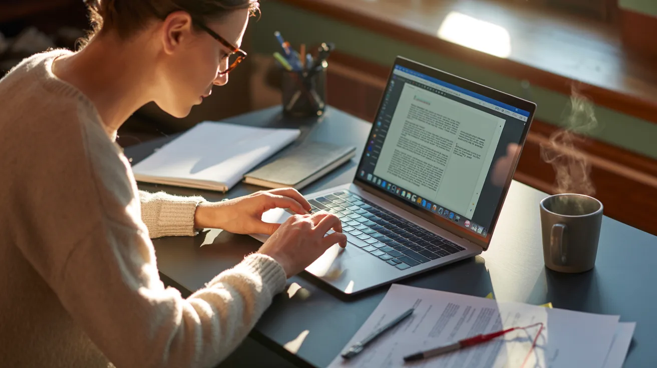 An author working on an ebook