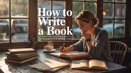 An author writing her manuscript while thinking about the plot.