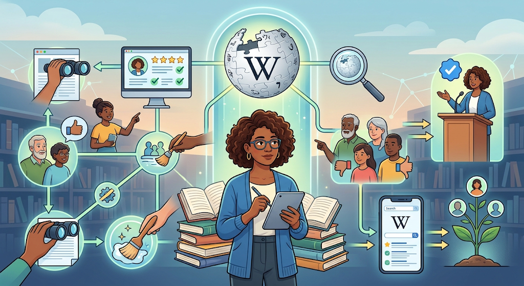 Image showing how Wikipedia increases authors' representation.
